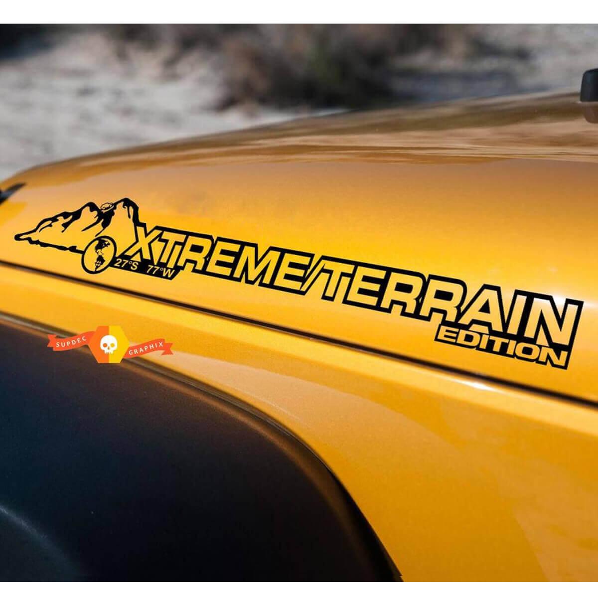 Juego de calcomanías laterales de vinilo para capó Xtream Terrain para Jeep Wrangler Rubicon Sahara
