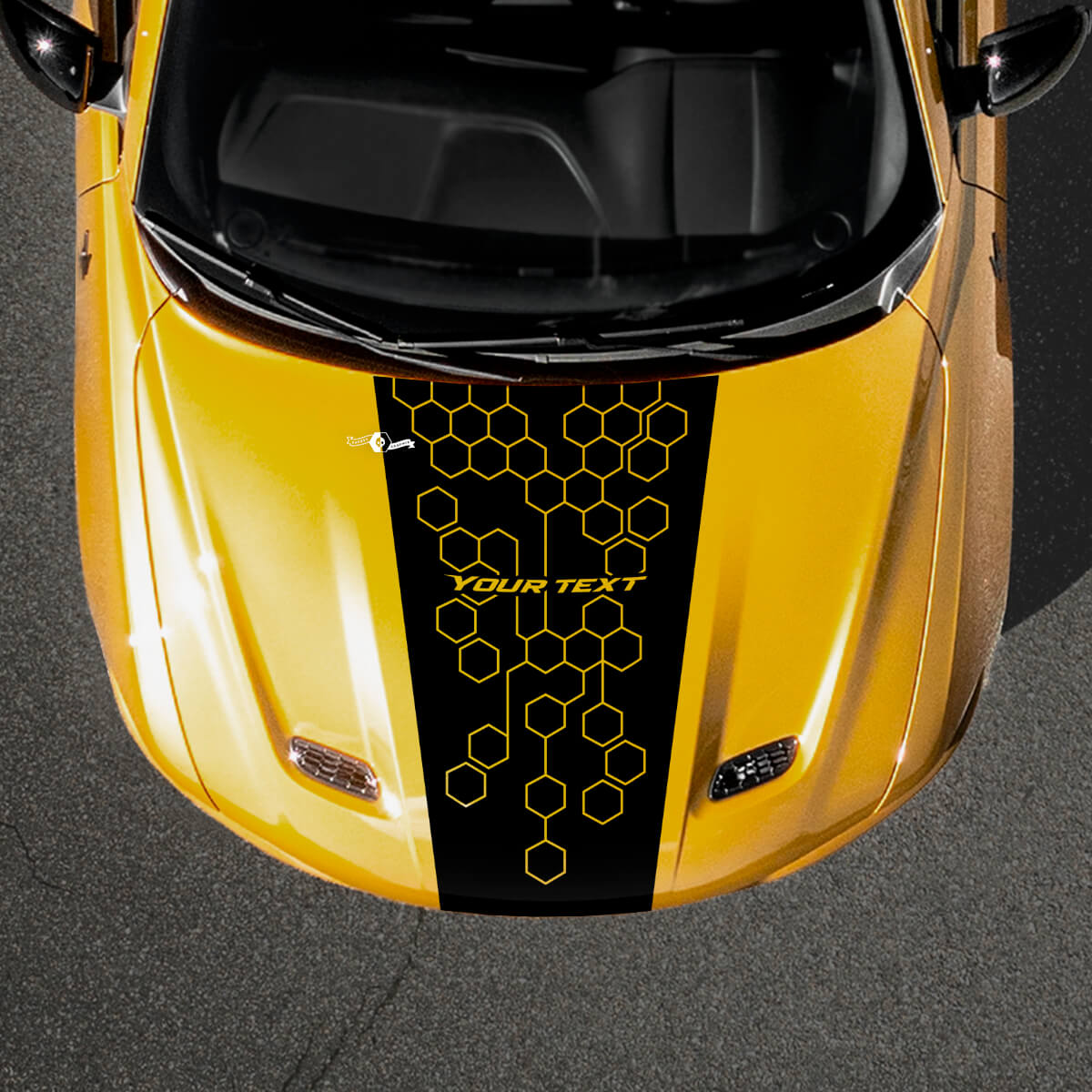 Pegatina de vinilo personalizada con texto en diseño panal para capó de Dodge Hornet