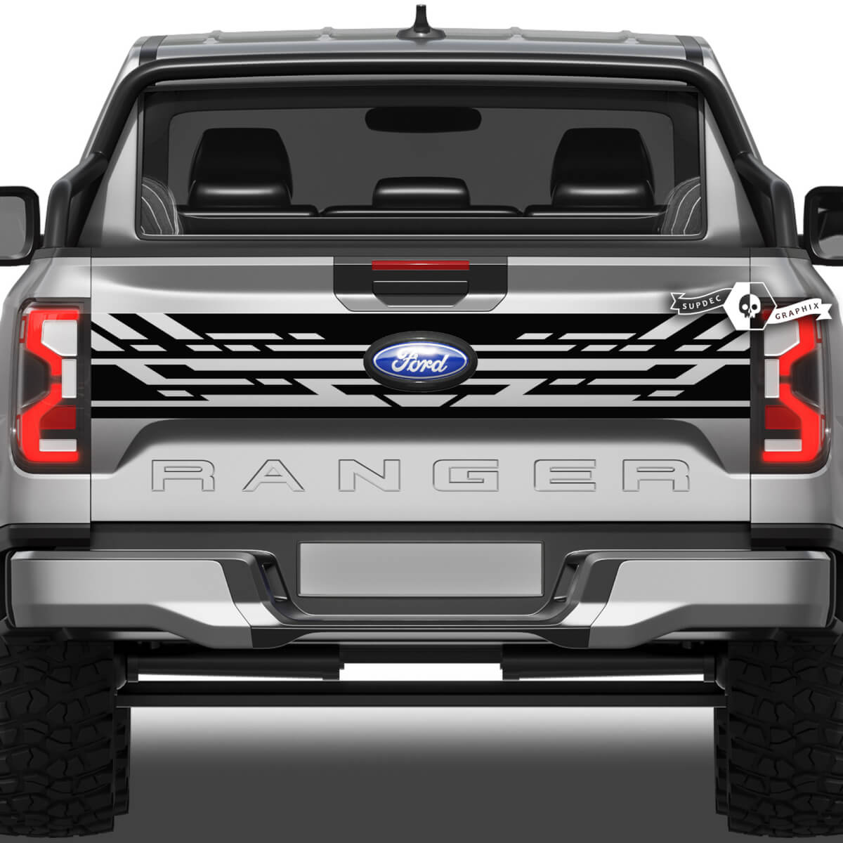 Ford Ranger Mud Splash Wrap Geometría Puerta trasera Cama Lado Vinilo Calcomanías
