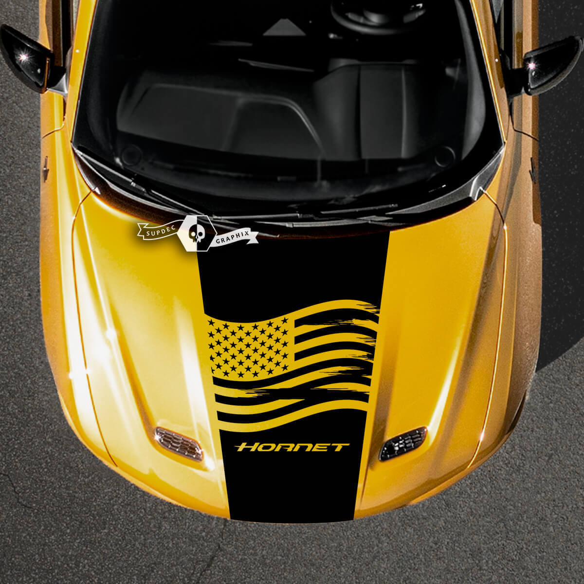 Calcomanías de vinilo con adornos envolventes a rayas para capó Dodge Hornet
