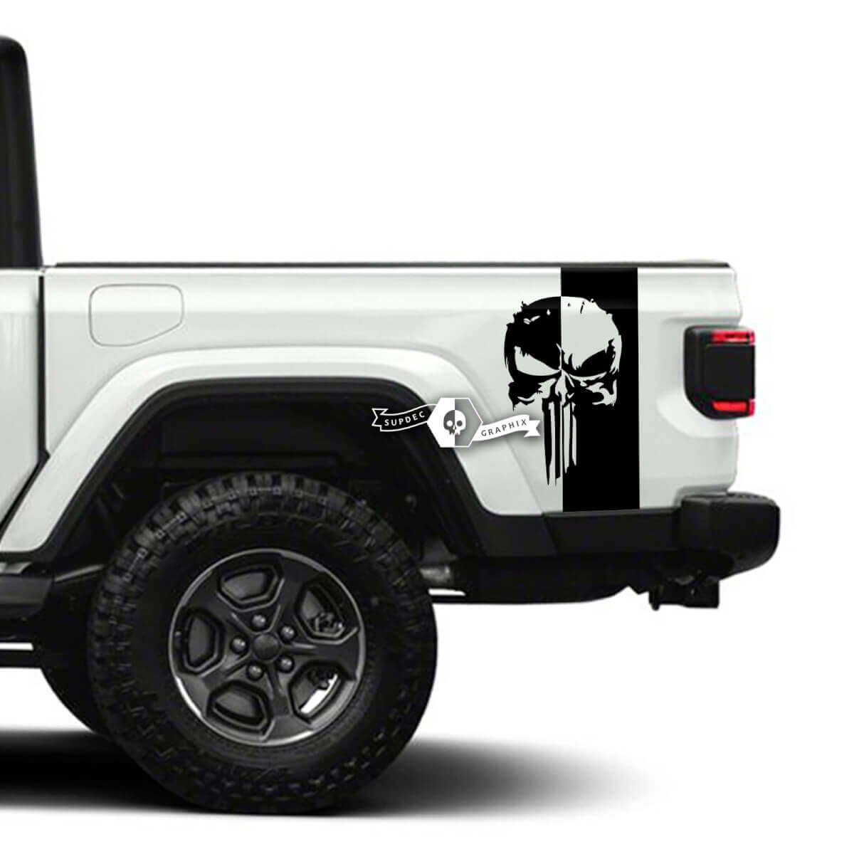 Par de Jeep Gladiator Side Punisher pegatinas calcomanías vinilo gráficos raya
