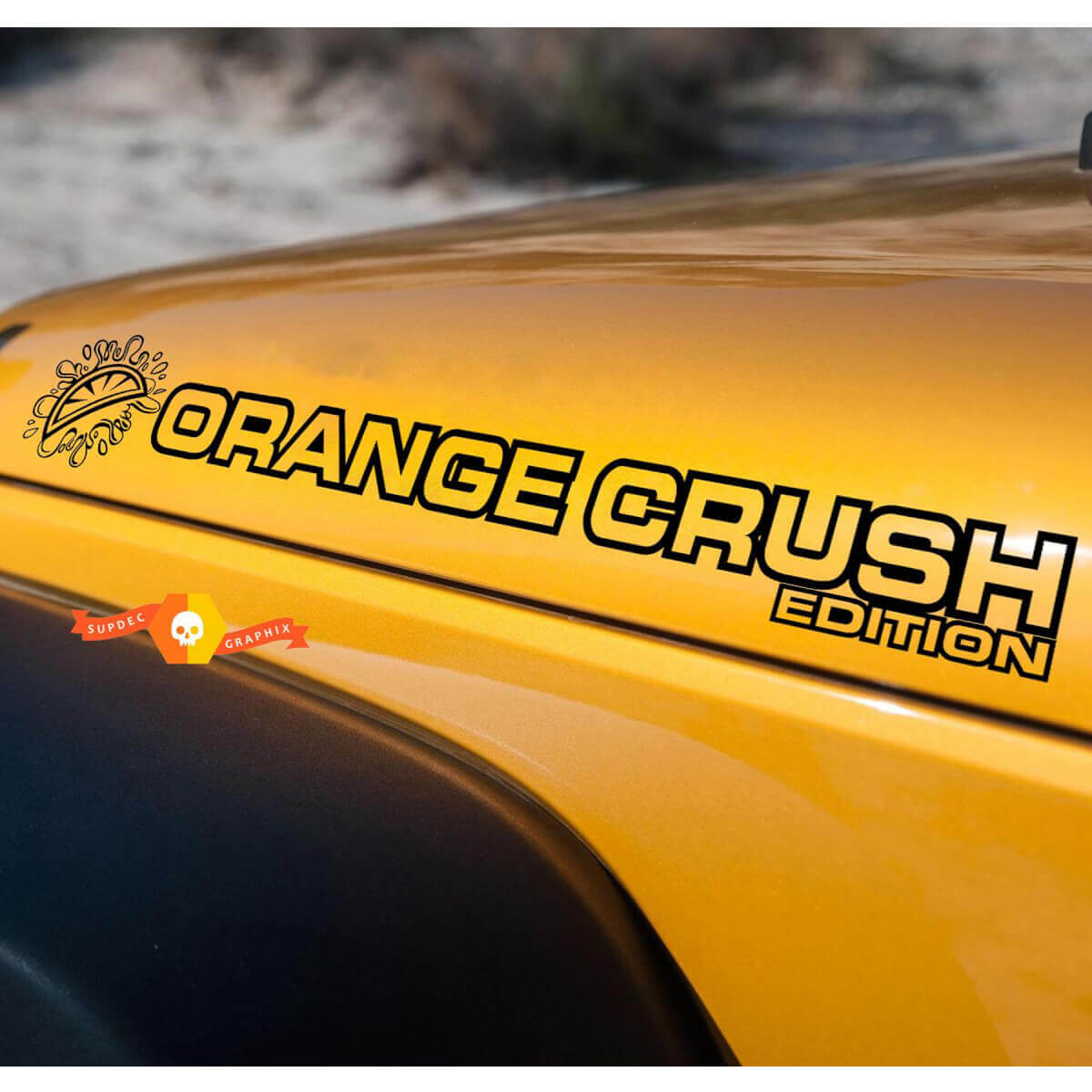 Juego de vinilos laterales para capó Orange Crush para Jeep Wrangler Rubicon Sahara