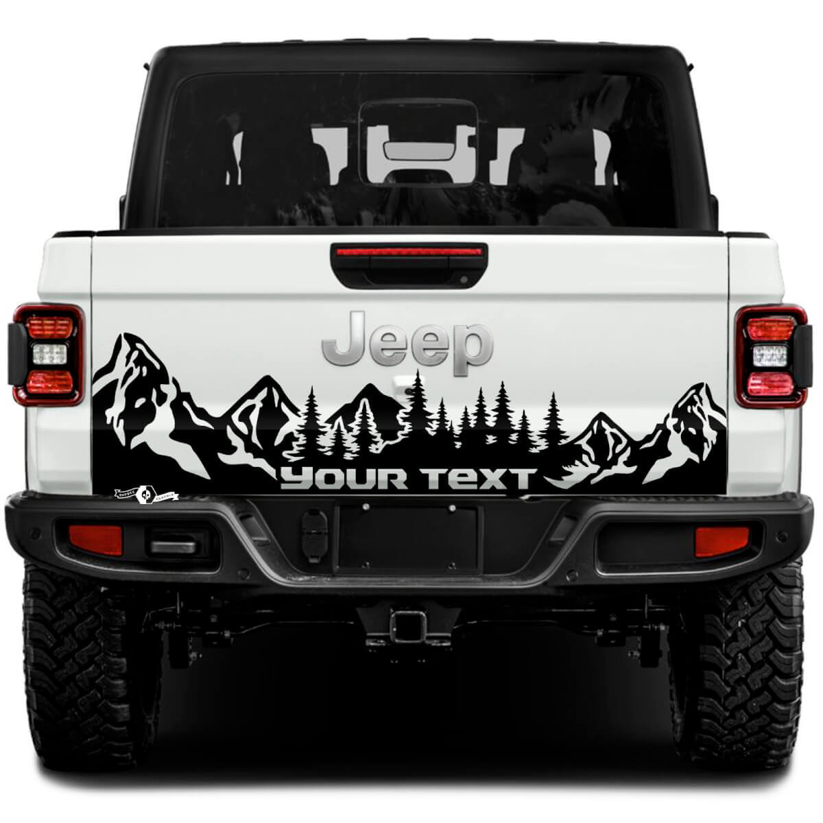 Jeep Gladiator Wrap Bosque Montañas Pegatinas Calcomanías Vinilo Gráficos Portón Trasero Cama Vinilo Pegatinas Calcomanías
