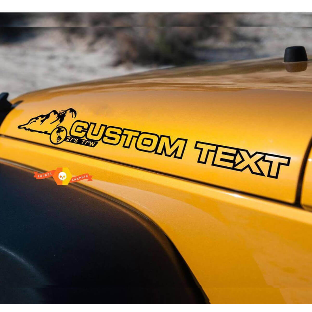 Juego de vinilos con letras personalizadas para el capó lateral para Jeep Wrangler Rubicon Sahara