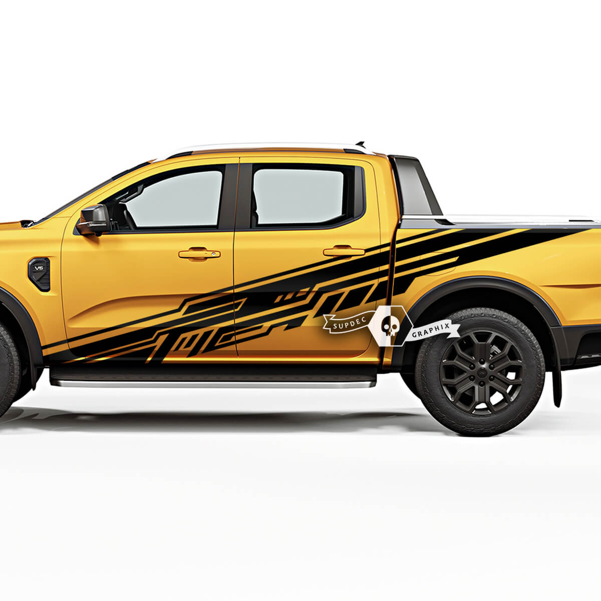 Par Ford Ranger Raptor Line Modern Geometry Logo Puertas Cama Lado Vinilo Pegatinas Calcomanías
