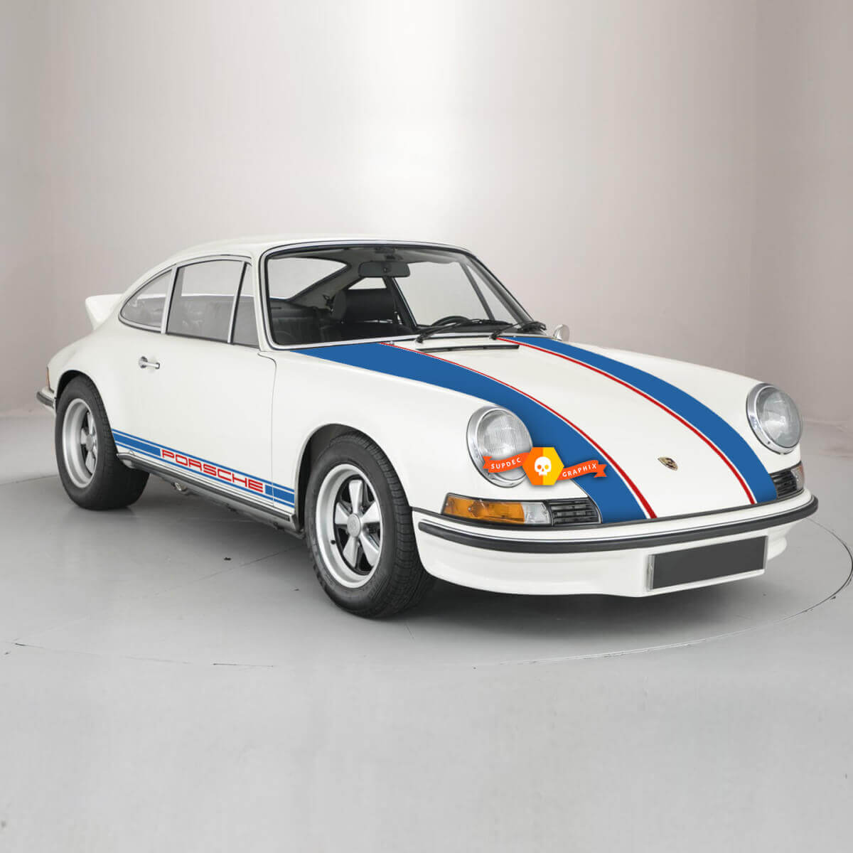 Juego de adhesivos de vinilo con franjas clásicas para capó y laterales para Porsche 911