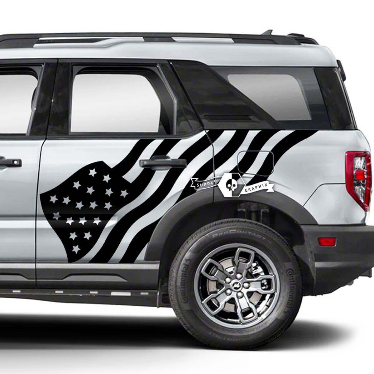 2x Ford Bronco Doors Fender USA Flag Calcomanías laterales pegatinas
