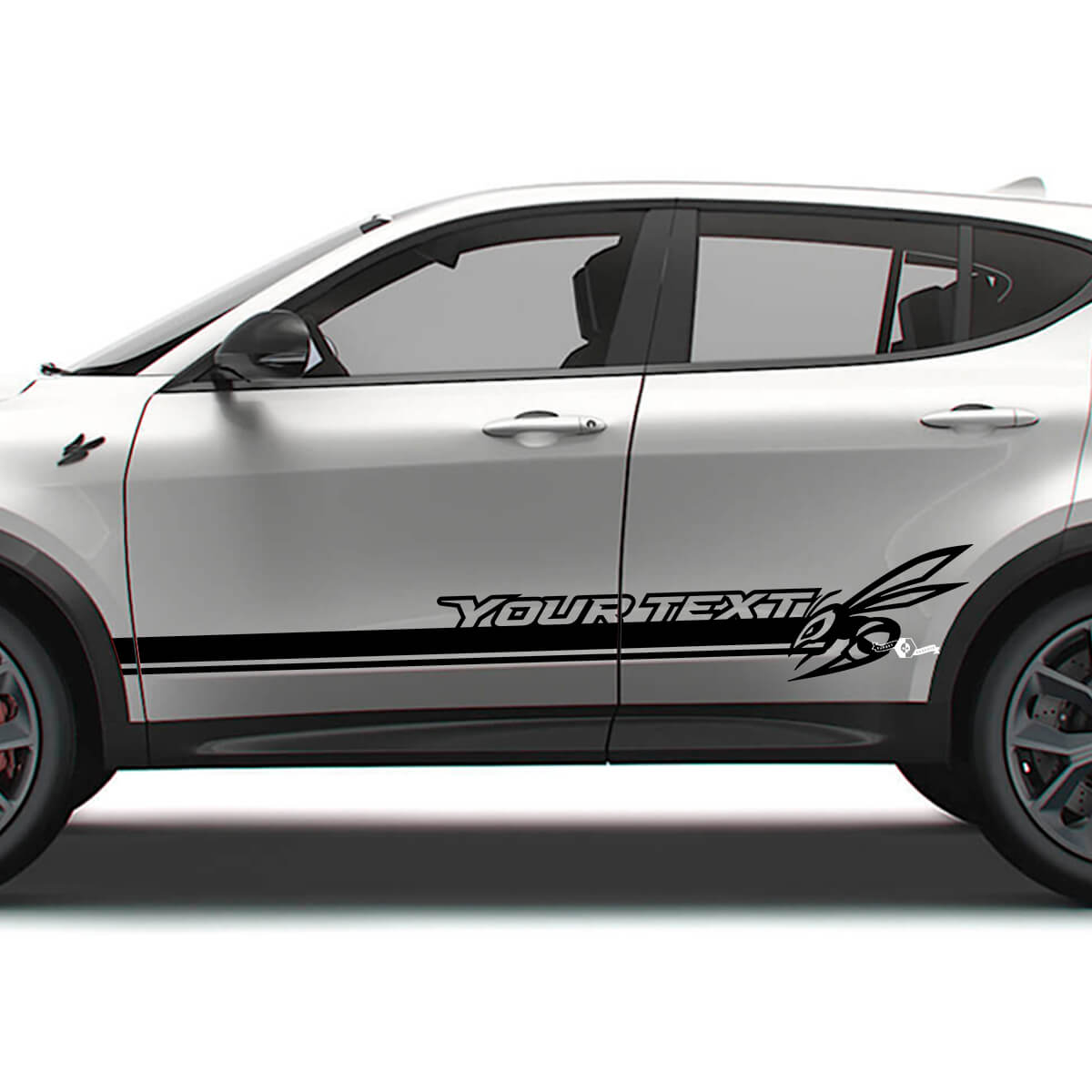 Calcomanías de vinilo con rayas laterales de puertas y logotipo personalizado Hornet para Dodge Hornet