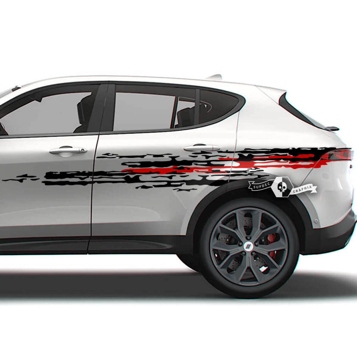 Par Dodge Hornet Puertas Rayas laterales Splash Wrap Mud Dazzle Pintura Destruida Calcomanías de vinilo Pegatinas 2 colores
