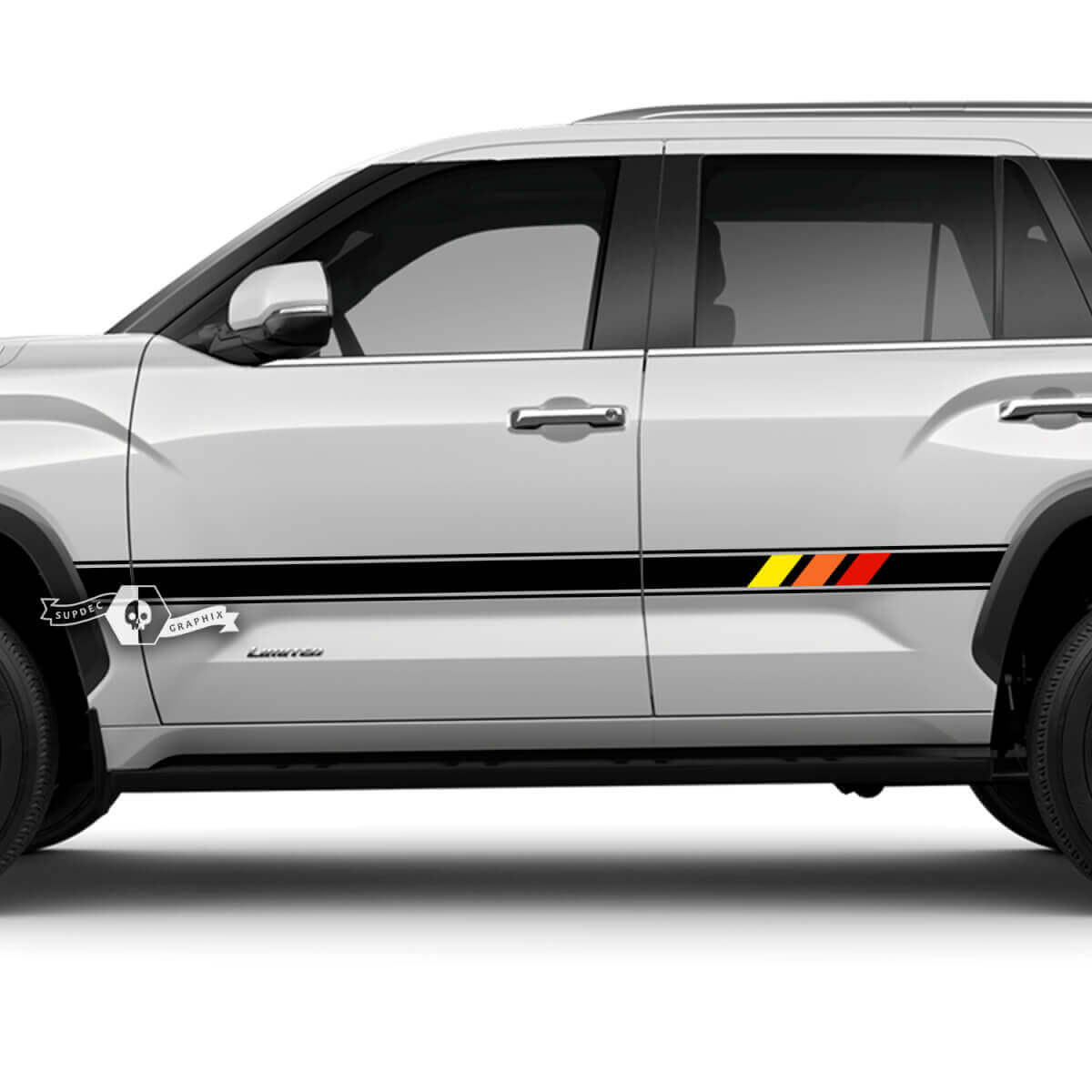 Par de calcomanías de vinilo retro de franjas laterales inferiores para Toyota Sequoia