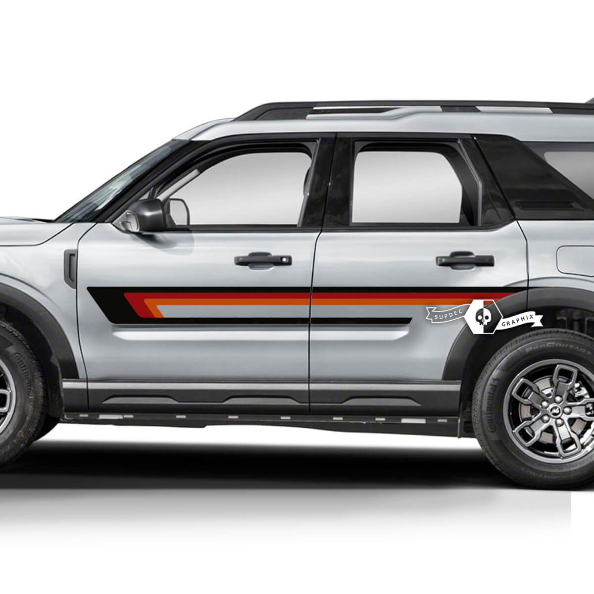 2x Ford Bronco Doors Up Side Fender Lines Calcomanías Pegatinas 3 colores

