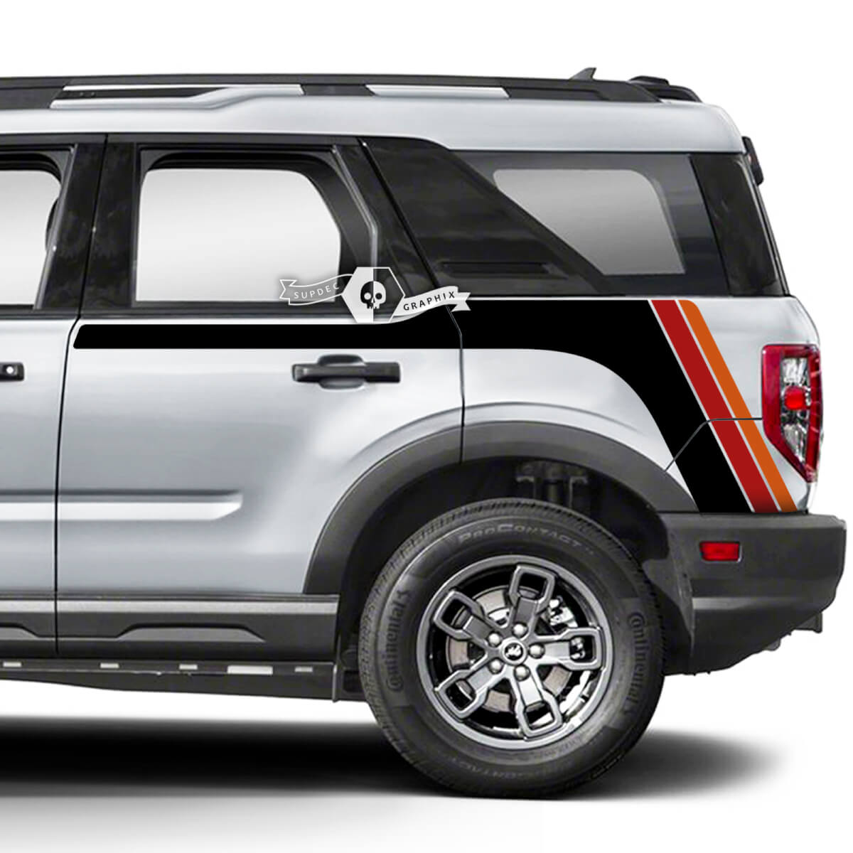 2x Ford Bronco Doors Up Side Fender Lines Calcomanías Pegatinas 3 colores
