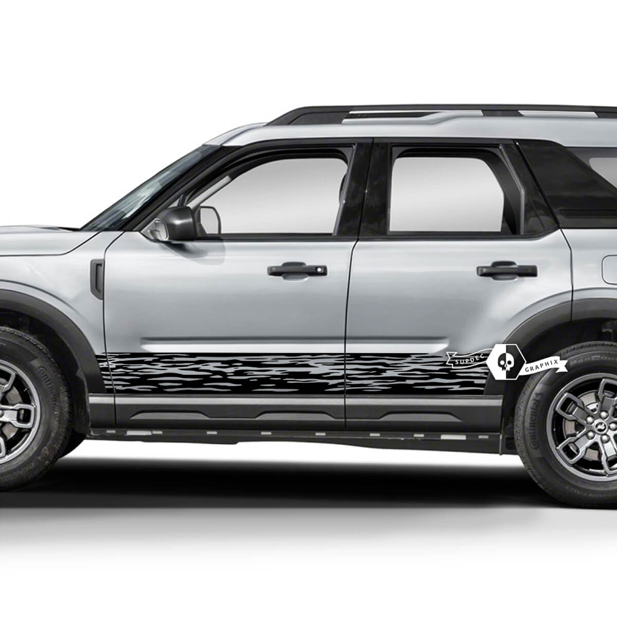 2x Ford Bronco destruido Dazzle Paint Splash Rocker Panel calcomanías laterales pegatinas
