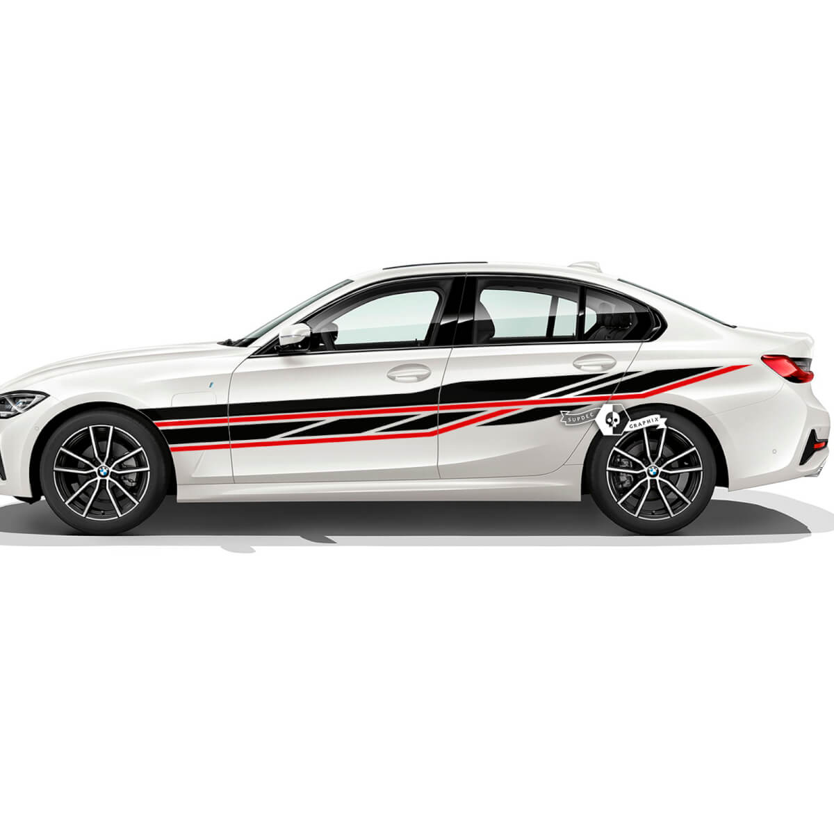 Par BMW Side Rally Motorsport Hood Puertas Guardabarros trasero Vinilo Calcomanía Etiqueta F30 G20 2 colores
