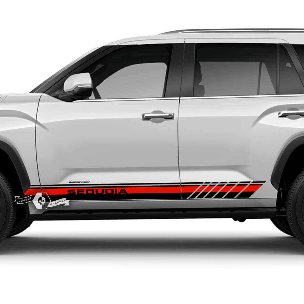 Kit de calcomanías de vinilo con franjas ajedrezadas para paneles laterales para Toyota Sequoia