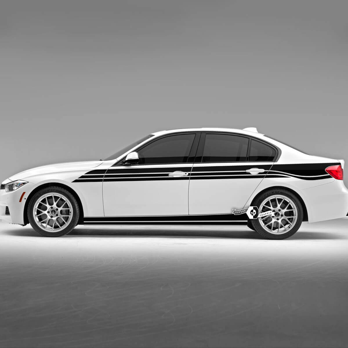 Par BMW Puertas Alineaciones Rayas Laterales Rally Motorsport Trim Vinilo Calcomanía Etiqueta F30 G20
