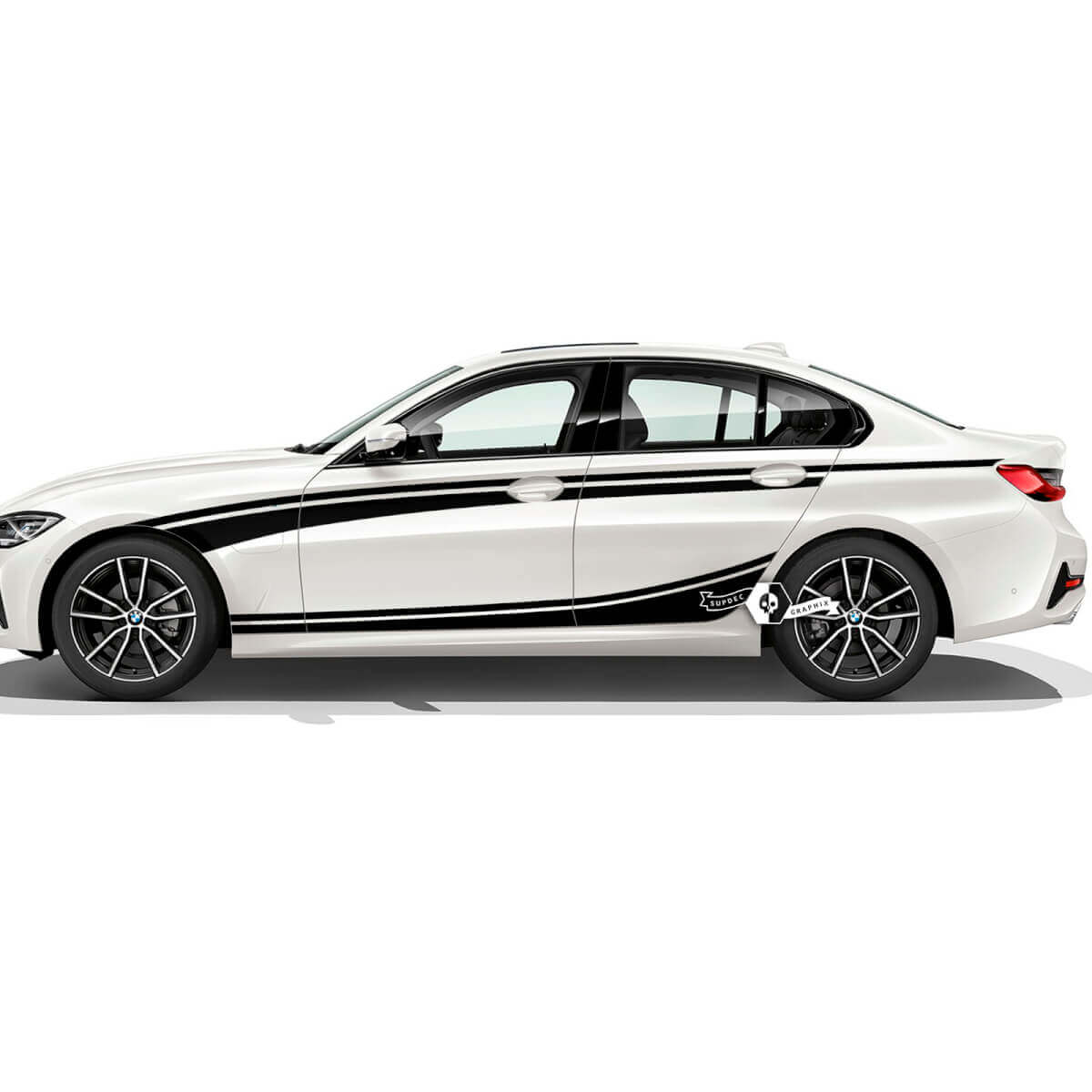 Par BMW Doors Up Stripes Side Rally Motorsport Lines y Rocker Panel Trim Vinilo Calcomanía Pegatina F30 G20
