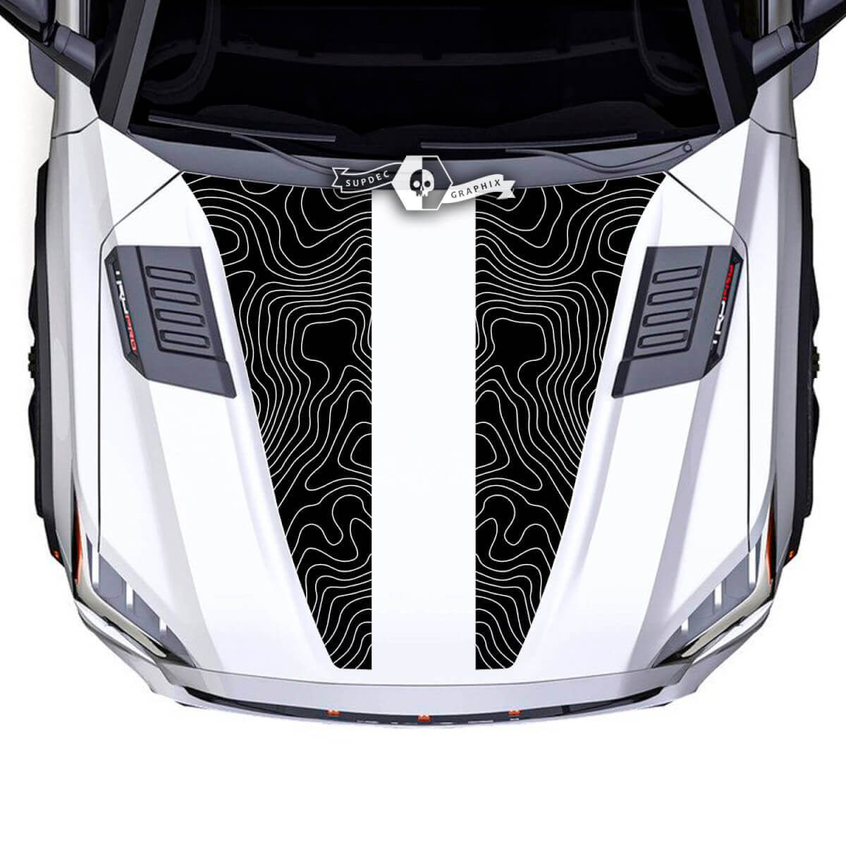 Toyota Sequoia Hood Mapa topográfico Pegatinas de vinilo de doble división Calcomanía apta para Toyota Sequoia
