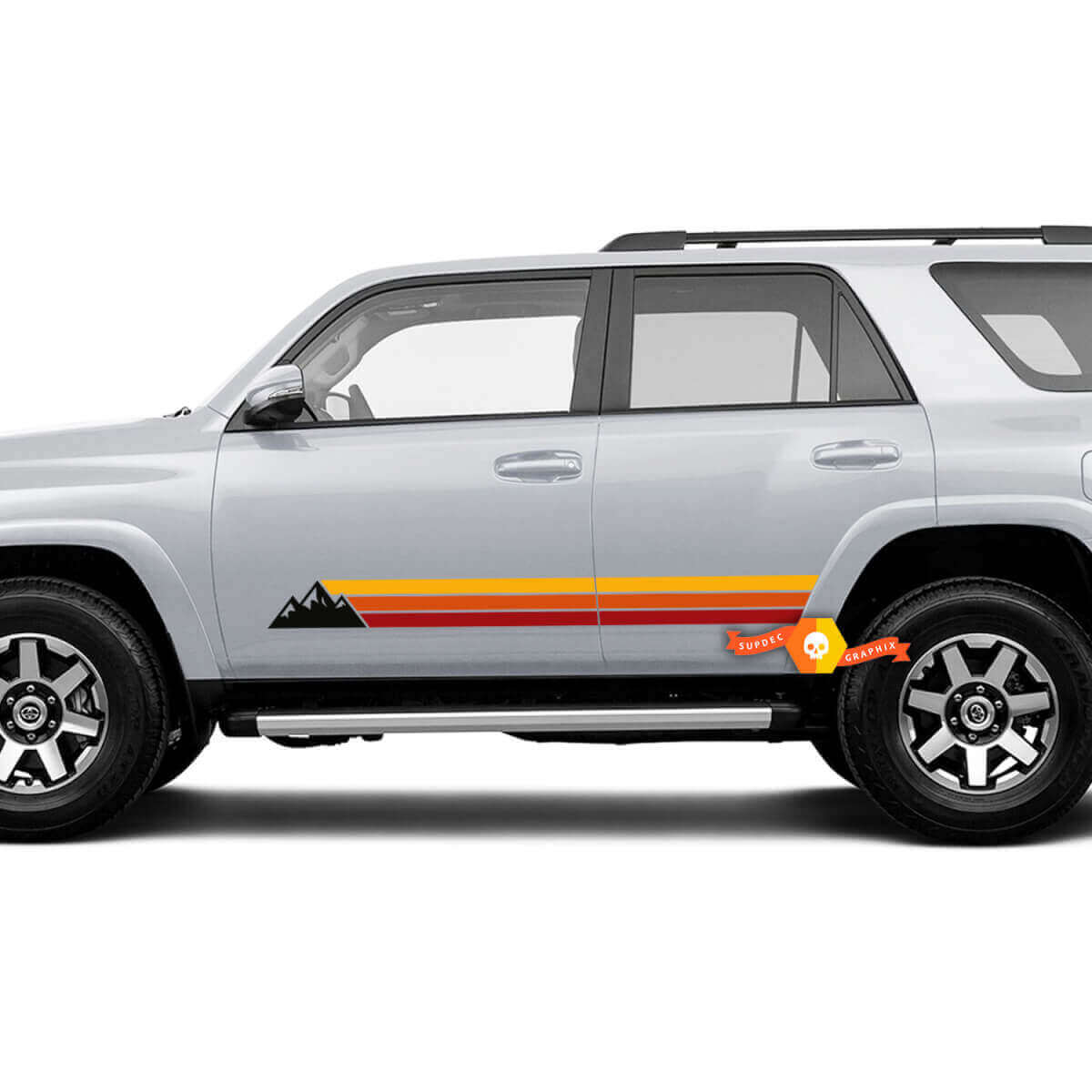 Calcomanía Vinilo de Rayas Estilo Retro de Montañas para Puertas de Toyota 4Runner