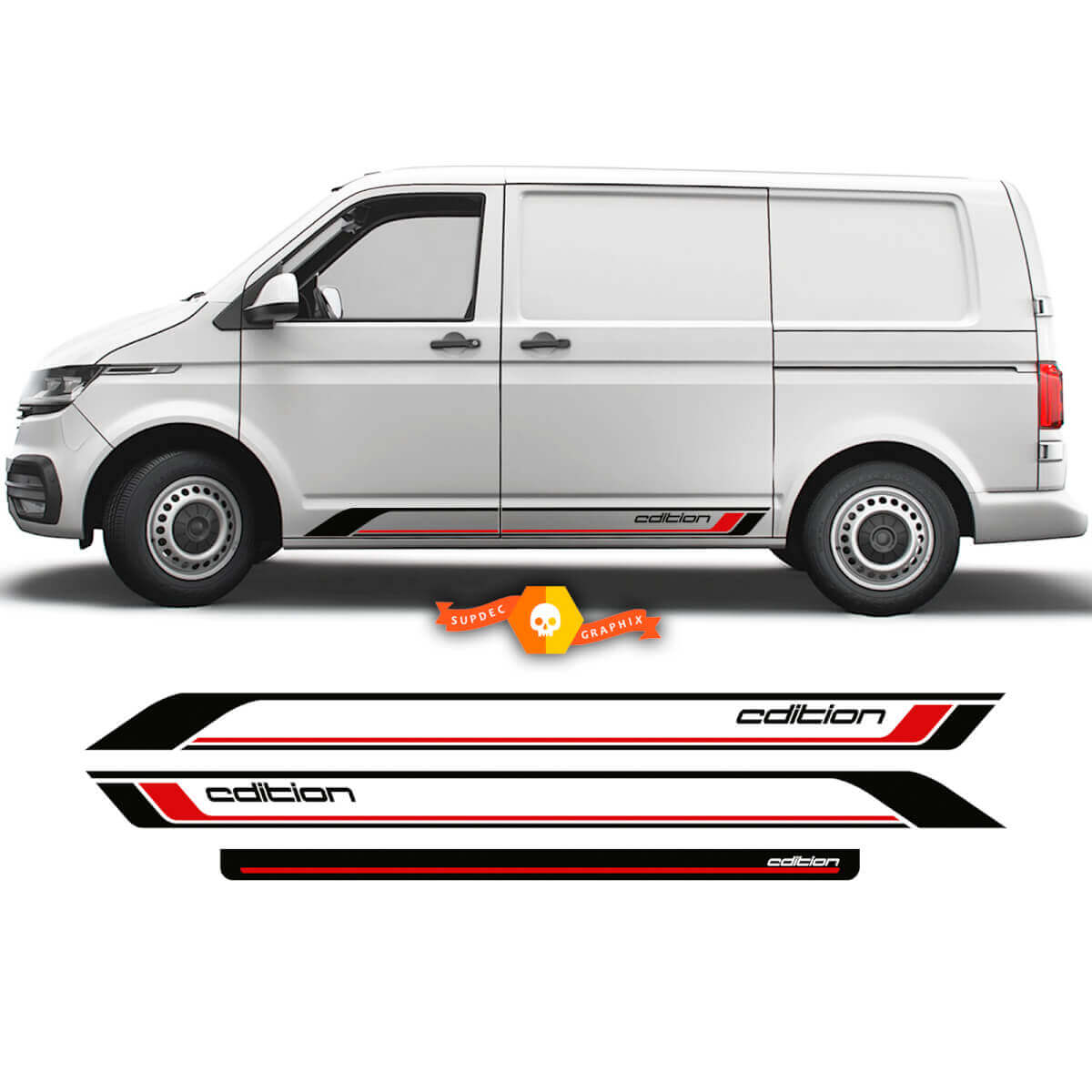 Par VW Volkswagen Transporter Van Multivan rayas laterales en blanco kit de California para T4 T5 T6 pegatina de vinilo 2 colores

