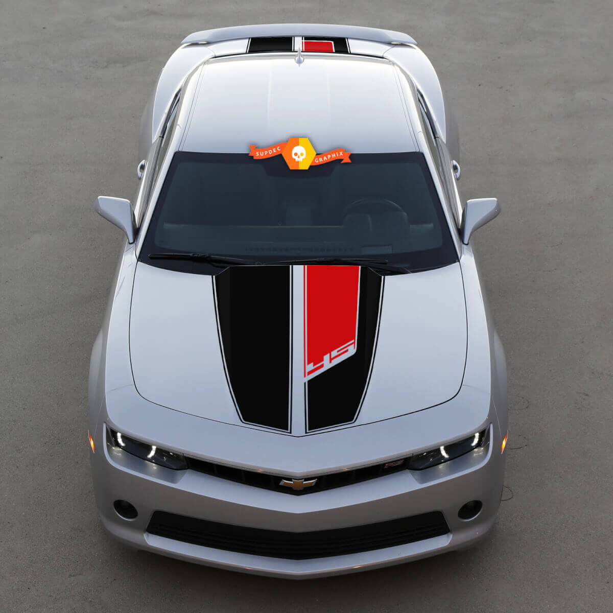 Kit de calcomanías de vinilo con franjas en capó y maletero estilo 45º Aniversario para Chevrolet Camaro