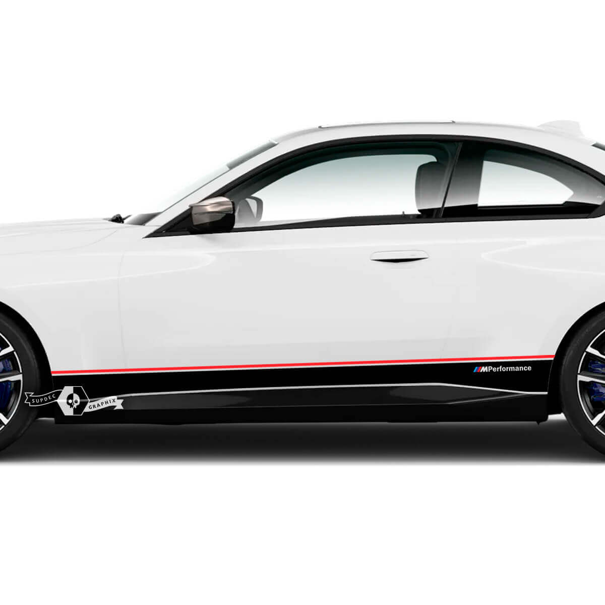 Par BMW M2 M240 G42 F22 F87 M Panel basculante de rendimiento Puertas con rayas laterales Calcomanía de vinilo con rayas M 2 colores
