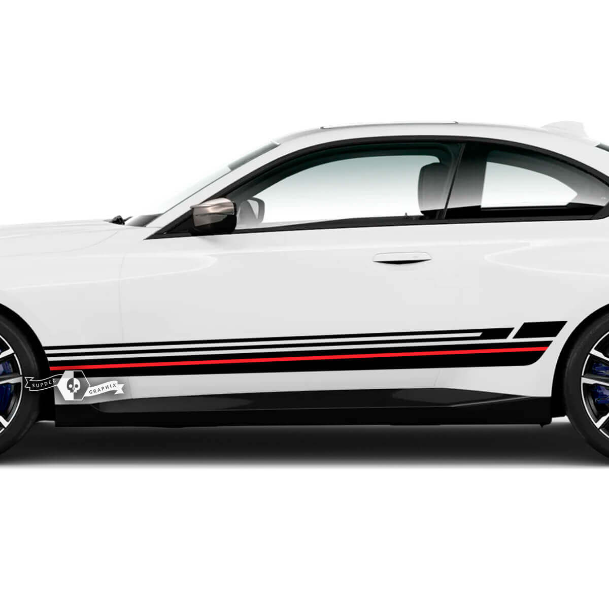 Par BMW M2 M240 G42 F22 F87 M Panel basculante de rendimiento Rayas laterales Línea Puertas Raya M Vinilo adhesivo adhesivo 2 colores
