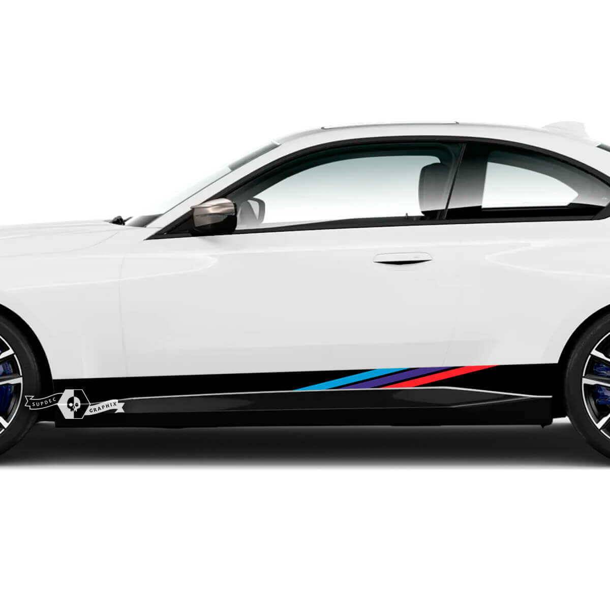 Par BMW M2 M240 G42 F22 F87 M Performance Rocker Panel Side Stripes Doors Stripe Vinilo Calcomanía Etiqueta
