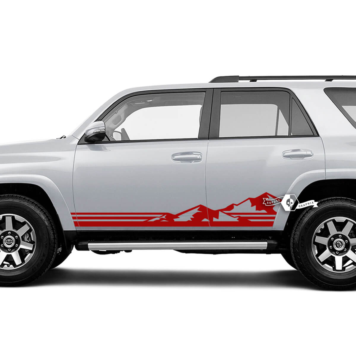 Calcomanía de vinilo lateral con rayas y picos de montaña para Toyota 4Runner
