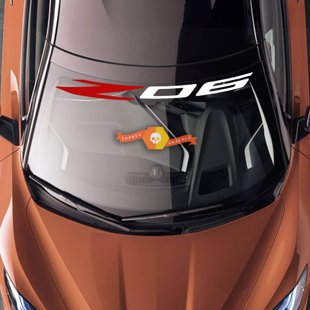 Calcomanía de vinilo para parabrisas Chevrolet Chevy C8 Corvette Z06, 2 colores

