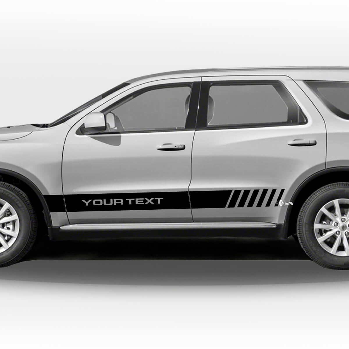 Franjas de competición con calcomanía lateral de vinilo con texto personalizado para Dodge Durango