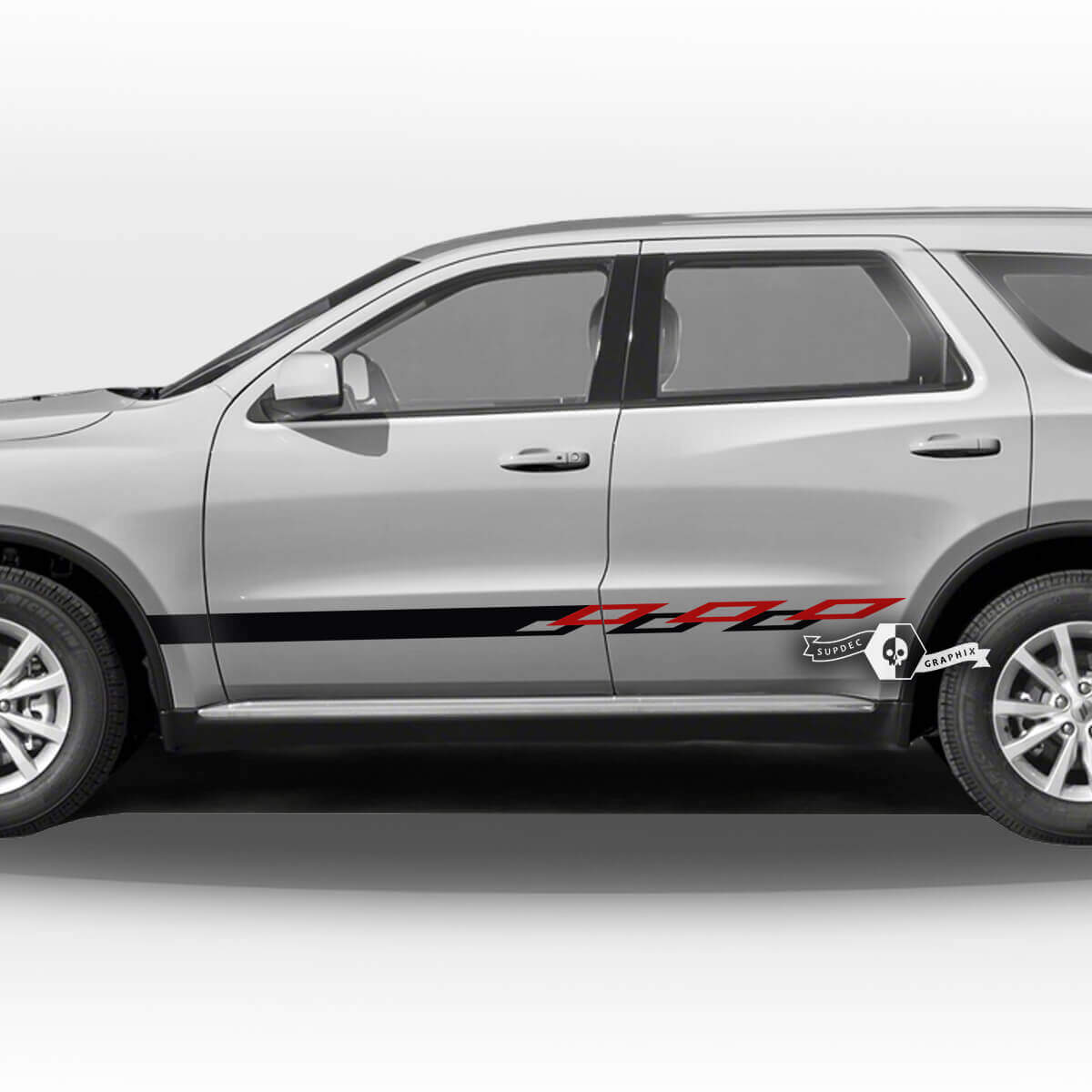 Par Dodge Durango Puertas laterales Panel basculante Ajuste Tablero de ajedrez Bandera Rayas Calcomanía Pegatinas de vinilo 2 colores
