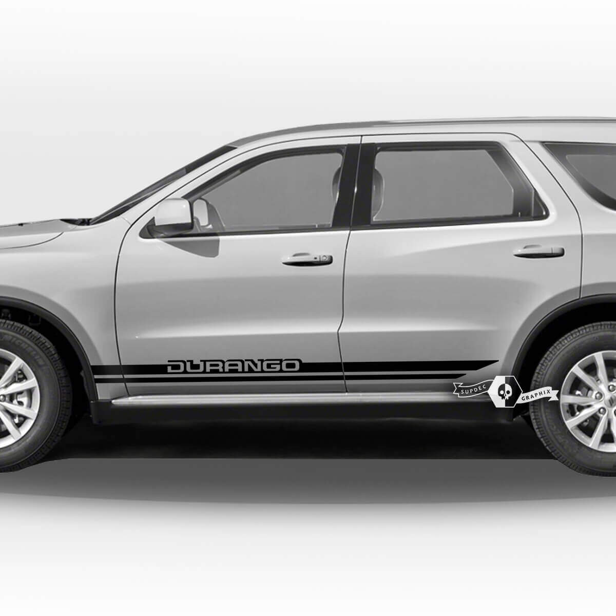 Par de pegatinas de vinilo con logotipo de rayas para puertas laterales de Dodge Durango
