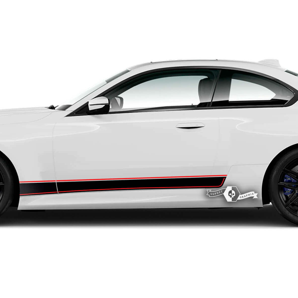 Par BMW M2 M240 G42 F22 F87 M Performance Trim Puertas de rayas laterales Etiqueta de vinilo de rayas 2 colores

