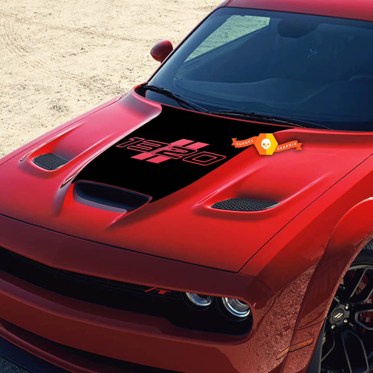 Hood Dodge 1320 Challenger R/T Scat Pack 1320 Hemi Vinilo Racing Calcomanía Pegatina
