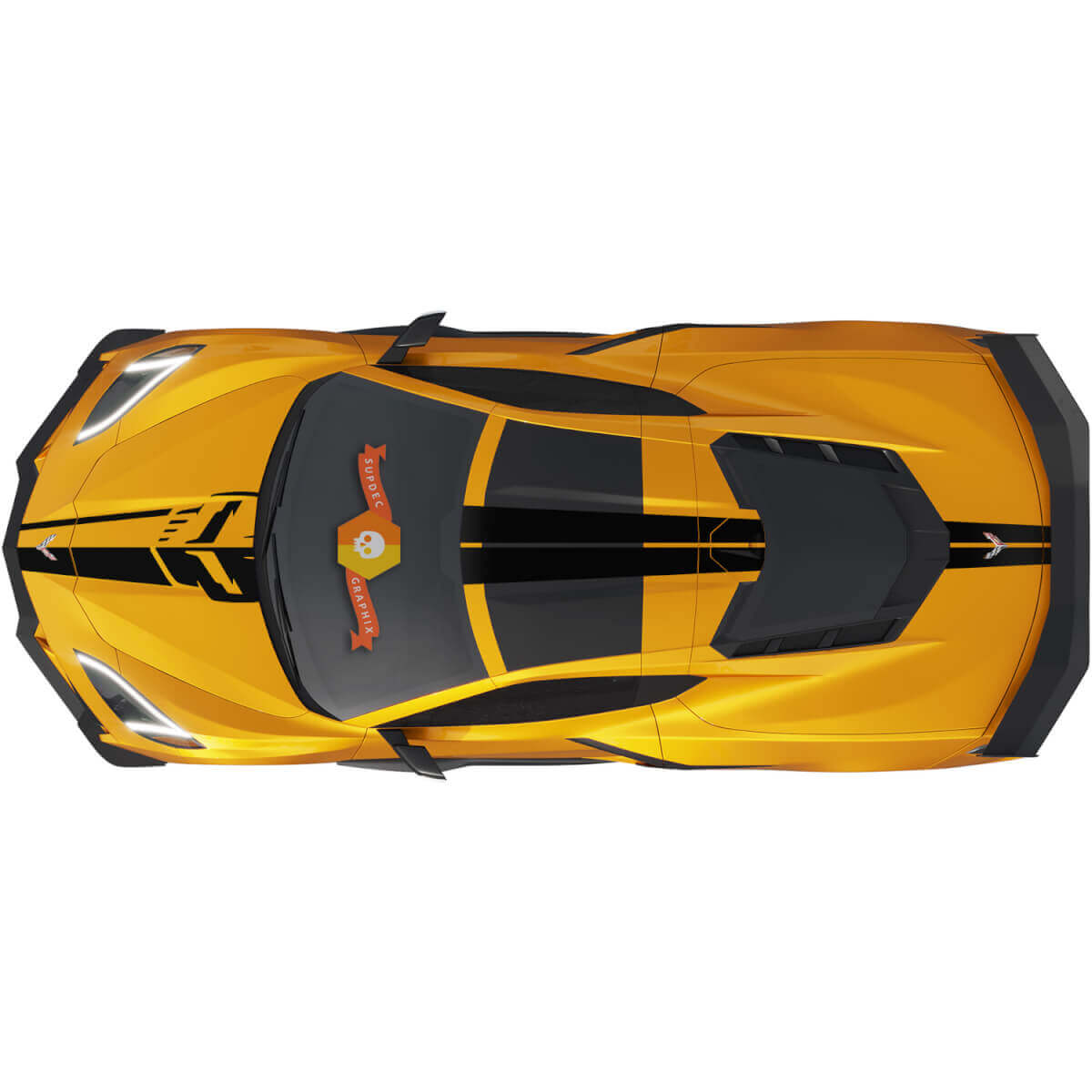 Pegatina de Vinilo de Lado Completo con Rayas de Carreras para Chevrolet Corvette C8