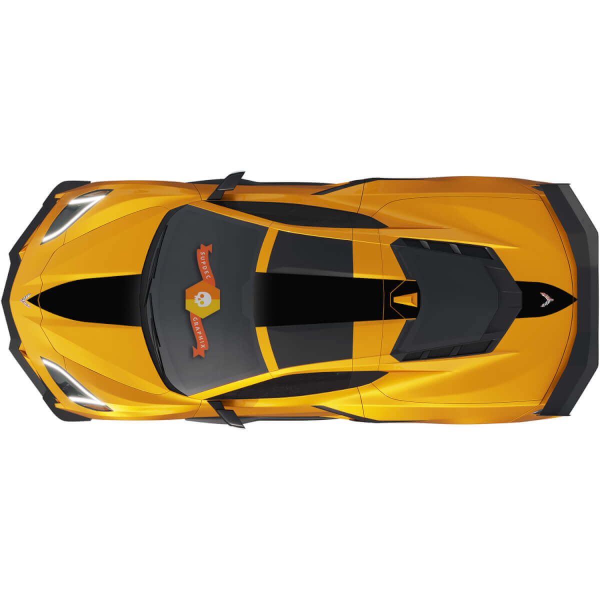 Kit de calcomanías de vinilo con franjas para capó, techo y maletero para Chevrolet Corvette C8