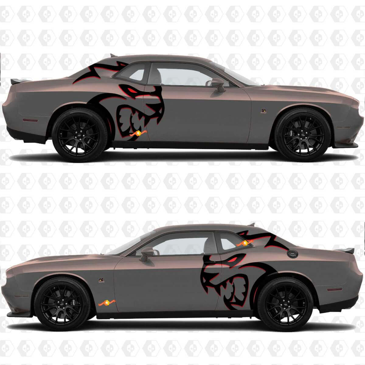 Pegatizas de calcomanías laterales de dos colores para Dodge Challenger Hellcat Red Eye Redeye o Charger
