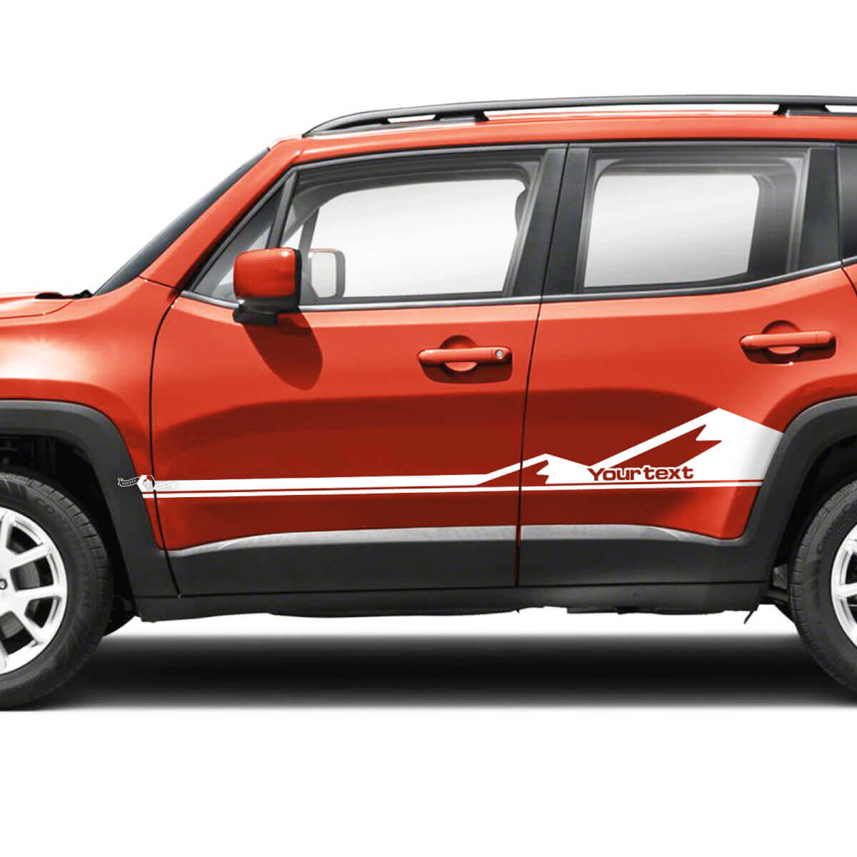 Par Jeep Renegade puertas laterales montañas gráfico raya vinilo calcomanía pegatina raya
