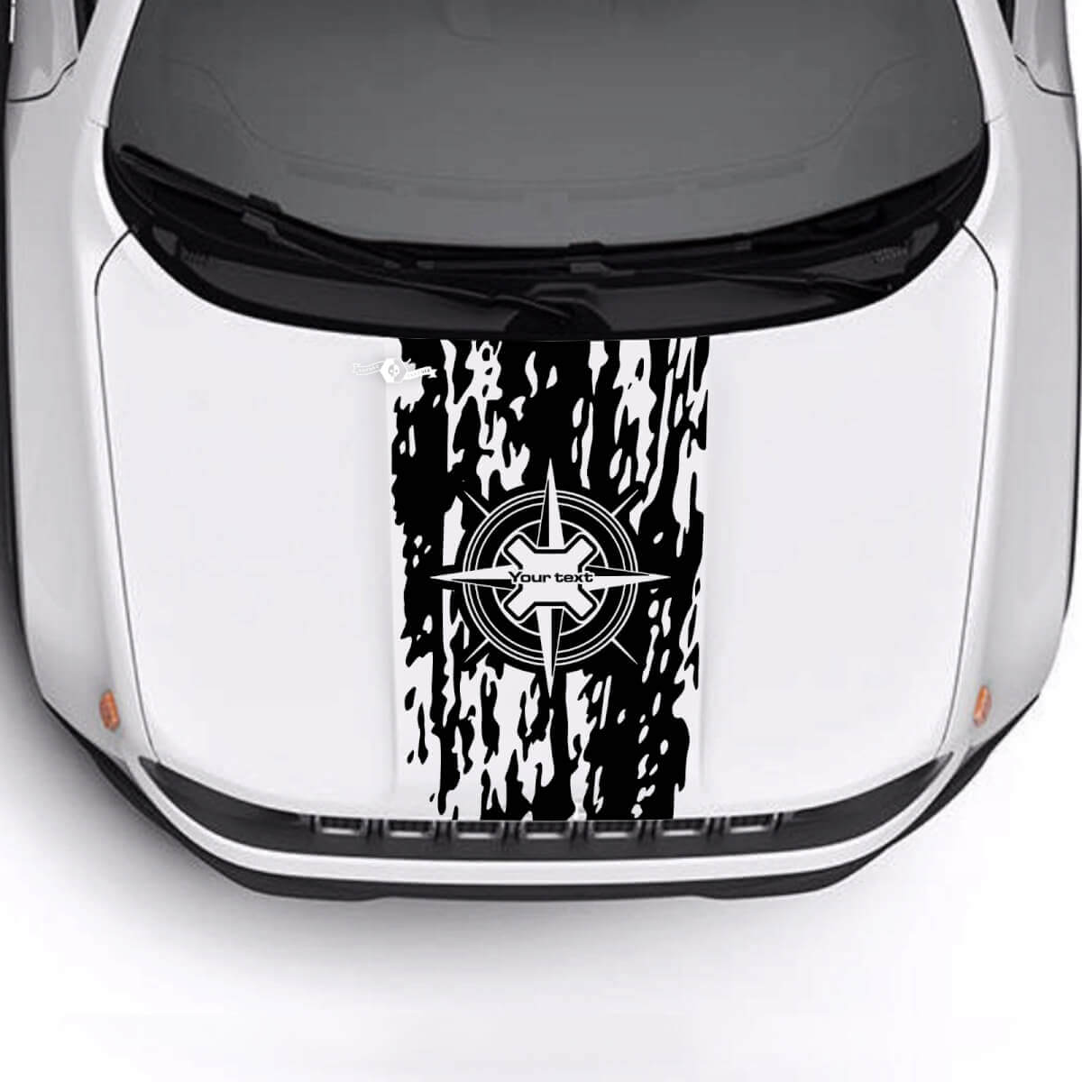 Texto Personalizado Brújula Destrozada Bandera Destruida Vinilo Para Capó Calcomanía para Jeep Renegade Trailhawk