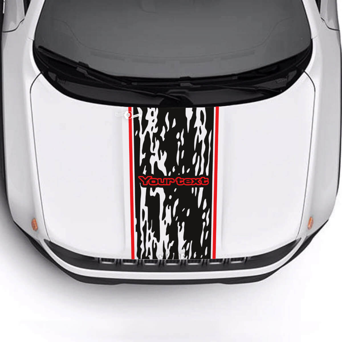 Texto Personalizado Franja de Vinilo para Moldura de Capó Dañado Destruido Pegatina 2 Colores para Jeep Renegade Trailhawk