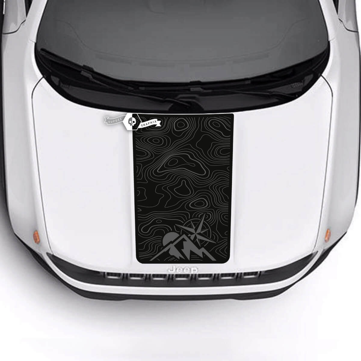 Jeep Renegade Trailhawk Sport Mountains Mapa topográfico Hood Stripe Vinilo calcomanía pegatina
