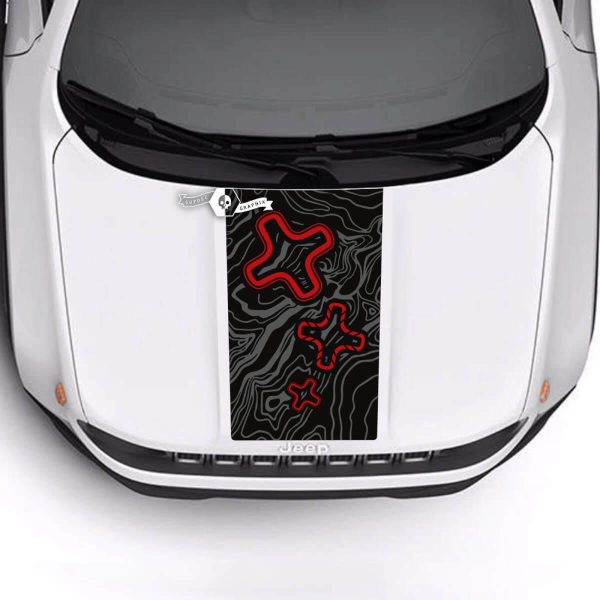 Jeep Renegade Trailhawk Sport Mapa Topográfico Logo Hood Stripe Vinilo Calcomanía Etiqueta 3 Colores
