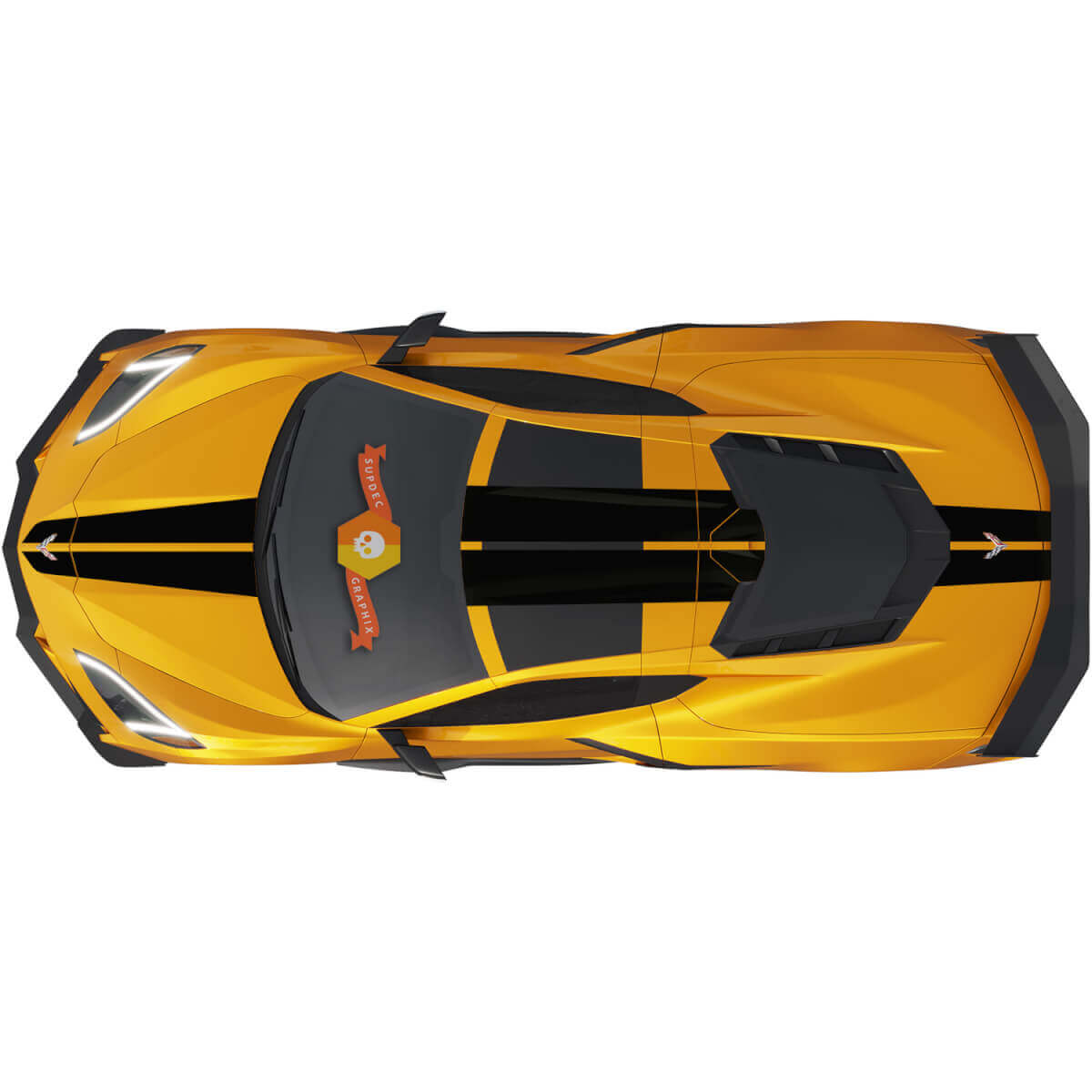 Kit de adhesivos de vinilo con franjas de competición traseras para capó y techo completos para Chevrolet Corvette C8