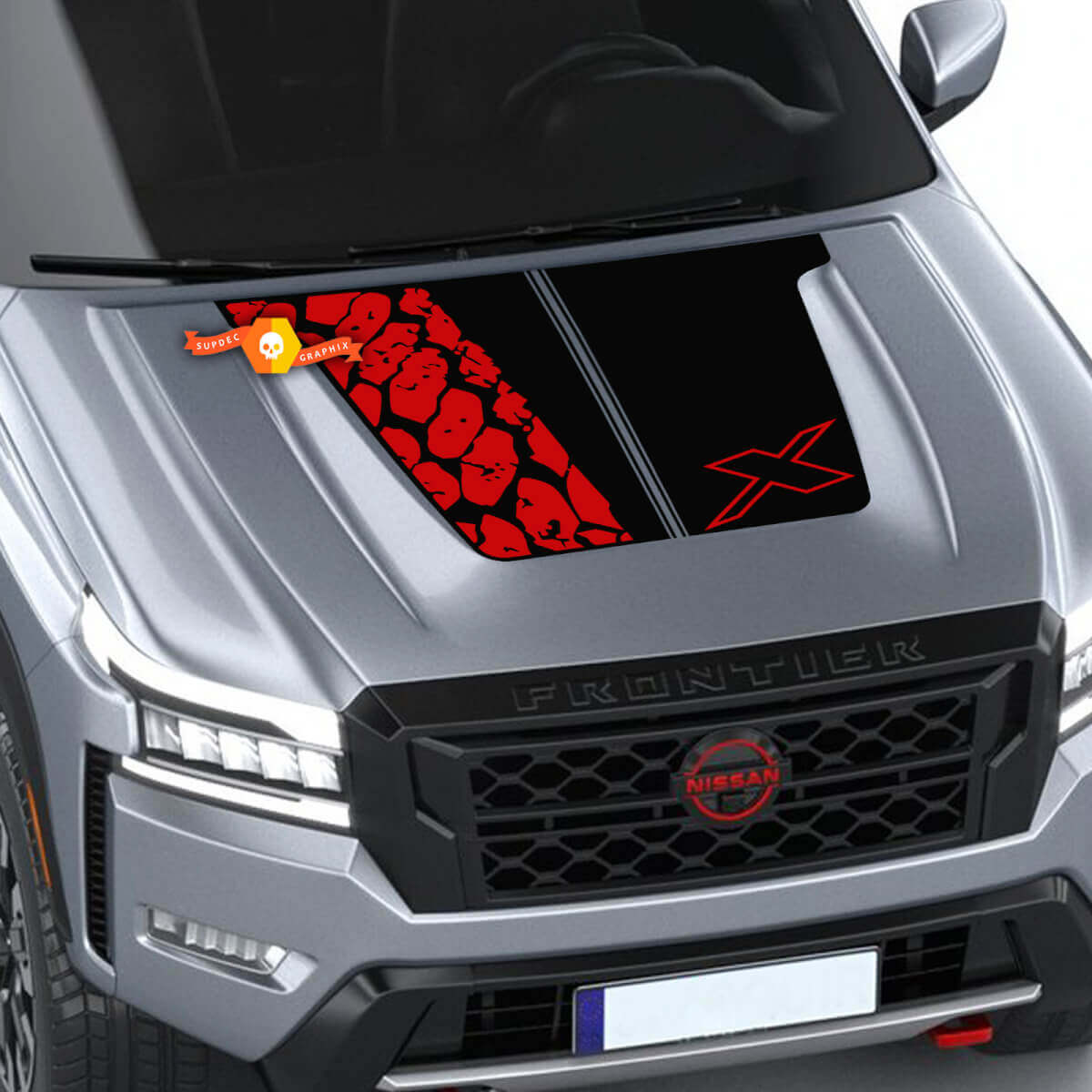 Hood NISSAN Frontier Tire Track X Logo Vinilo Pegatinas Calcomanías 4x4 Gráficos Nismo 2 Colores
