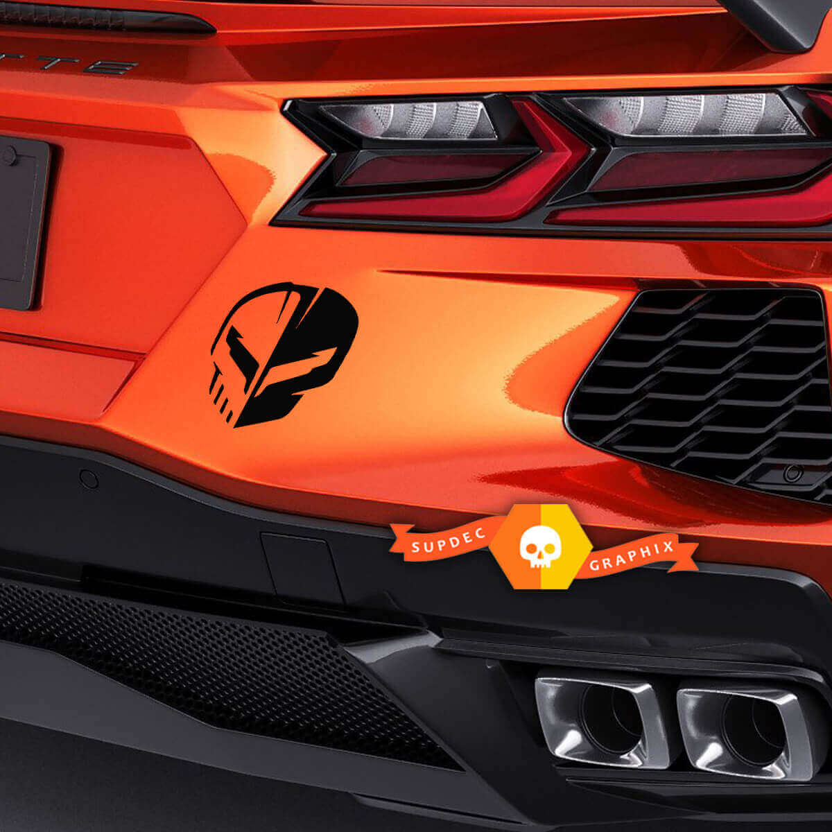 Calcomanía de vinilo para paragolpes trasero Jake Skull para Chevrolet Corvette C8 Z06