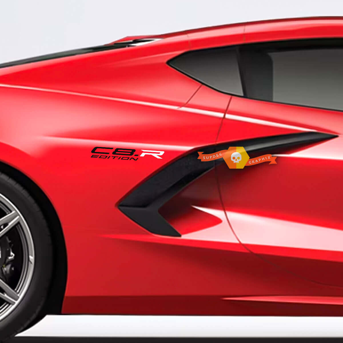 Par Chevrolet CorvetteZ51 C8-R Edition Racing Rear Fender Side Vinilo Calcomanía Etiqueta 2 colores
