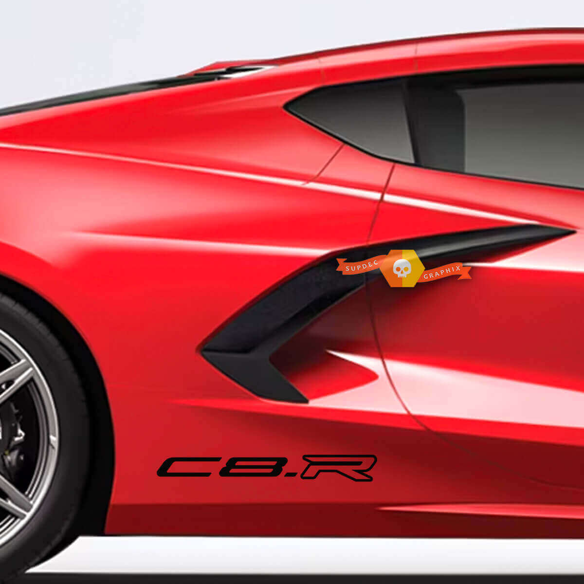 Juego de calcomanías laterales de vinilo C8.R para Chevrolet Corvette C8