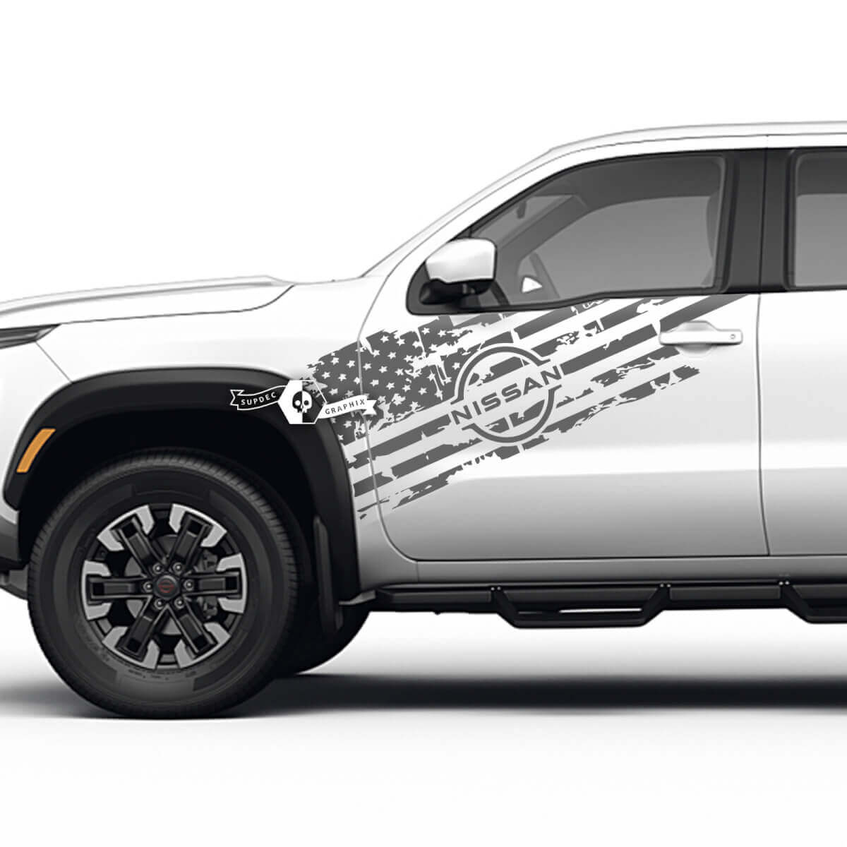 Kit de vinilo adhesivo para puerta con bandera de EE. UU. desgastada para Nissan Frontier