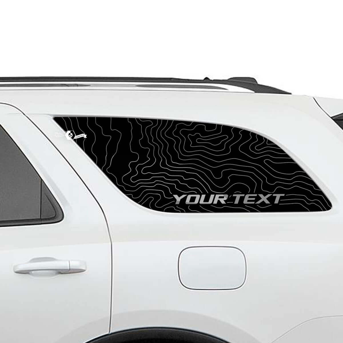 Pegatinas de vinilo para ventana lateral trasera en par con mapa topográfico para Dodge Durango